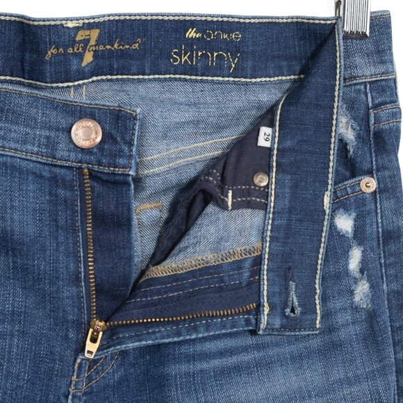 7 For All Mankind The Ankle Skinny Distressed Jeans Size 29 - Picture 8 of 8